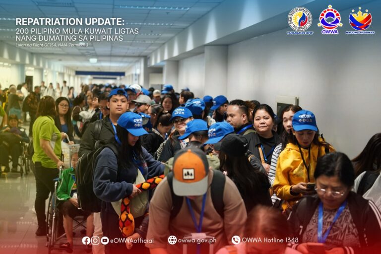 OWWA: 200 OFWs from Kuwait arrive in PH